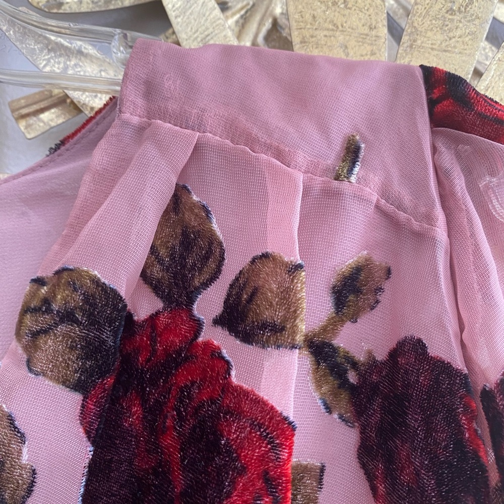 Astr Floral Burgundy and Pink Sheer Blouse - Picture 4 of 5